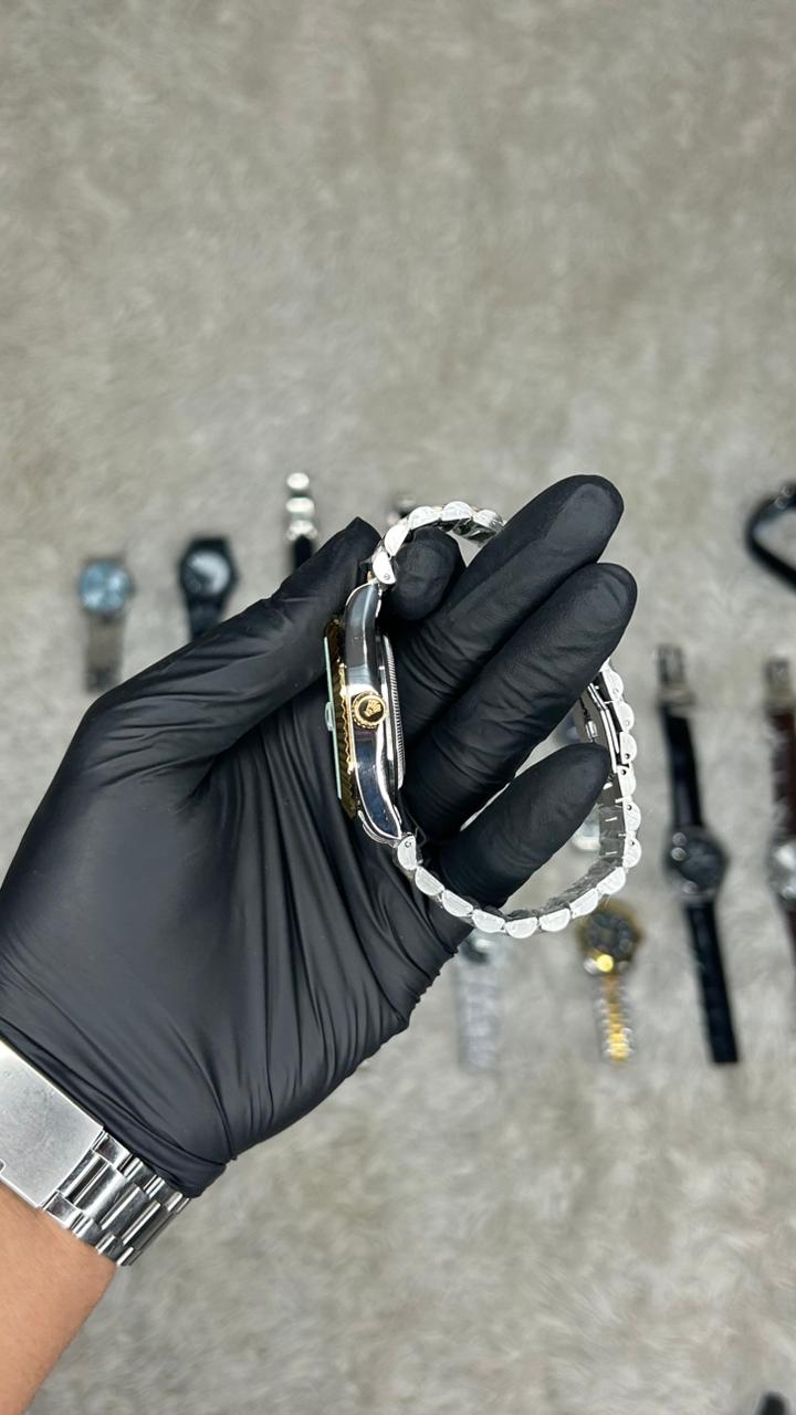 Rolex Datejust Two-Tone Automatic Watch – Black Dial with Diamond Markers