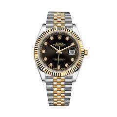 Rolex Datejust Two-Tone Automatic Watch – Black Dial with Diamond Markers